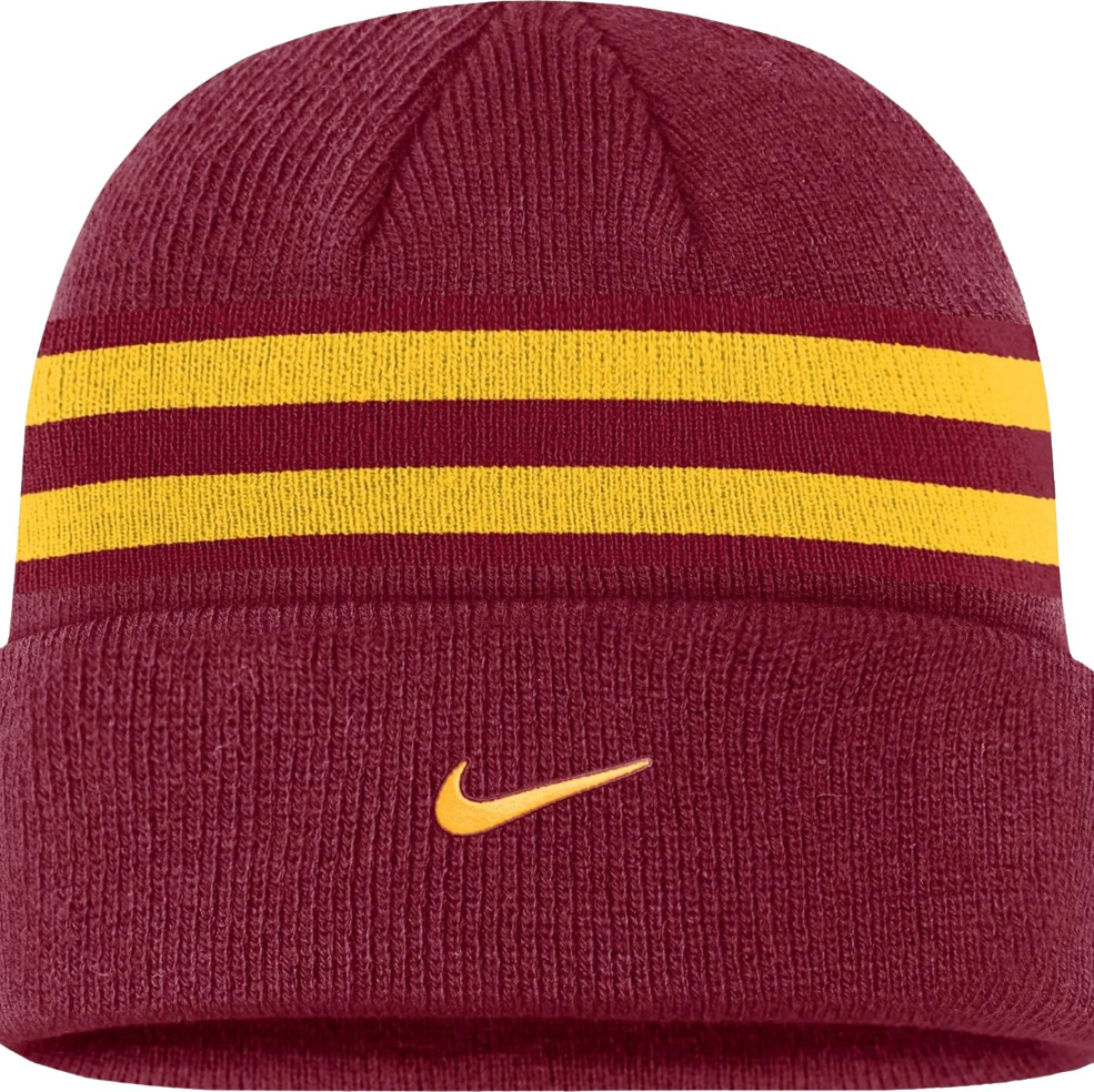 Iowa State Cyclones Red/Gold Nike Striped Cuffed Beanie