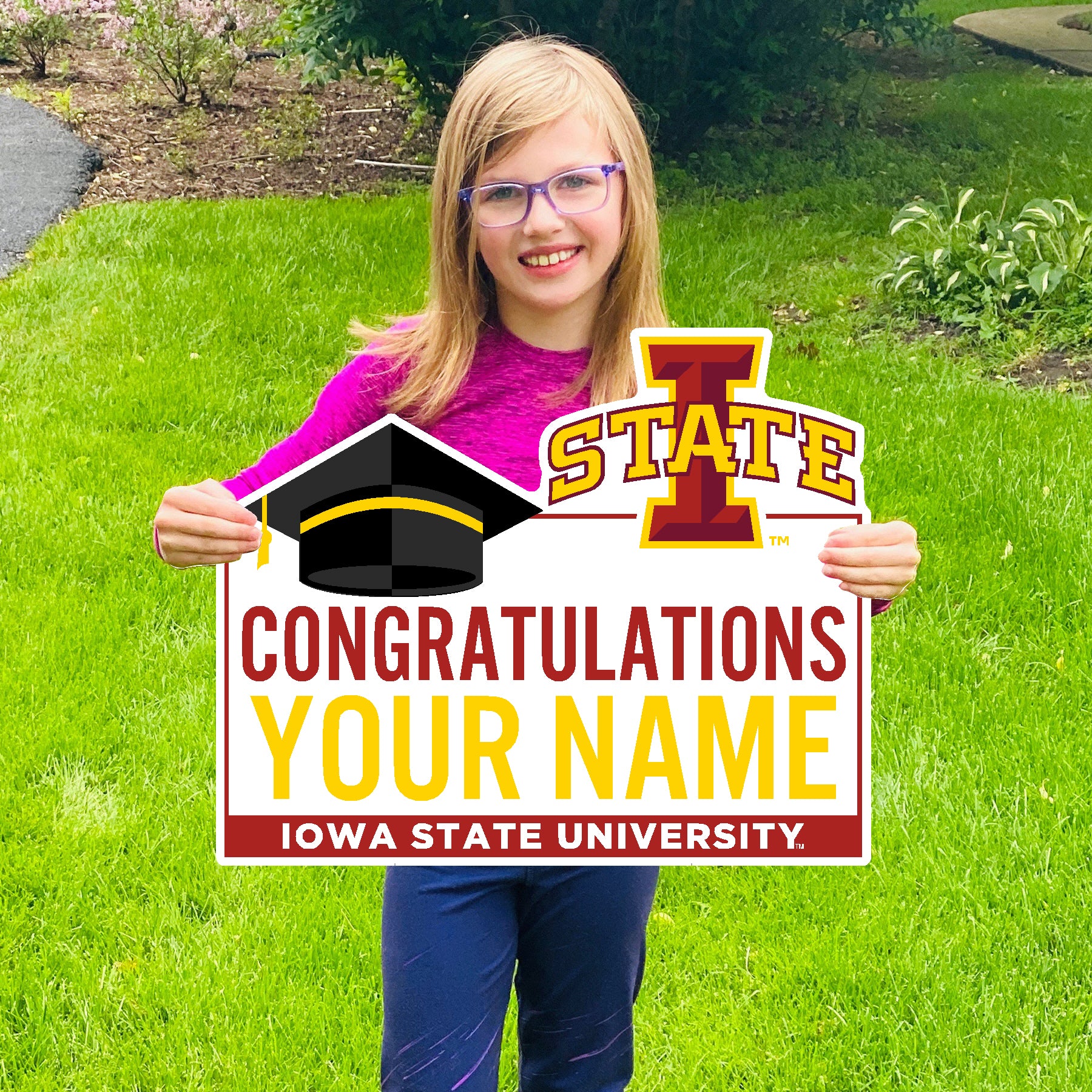 Iowa State Cyclones "Congratulations ( Your Name)" Graduation Lawn Sign