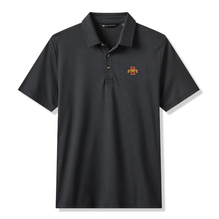Iowa State Cyclones Men's Black Striped Travis Mathew Polo
