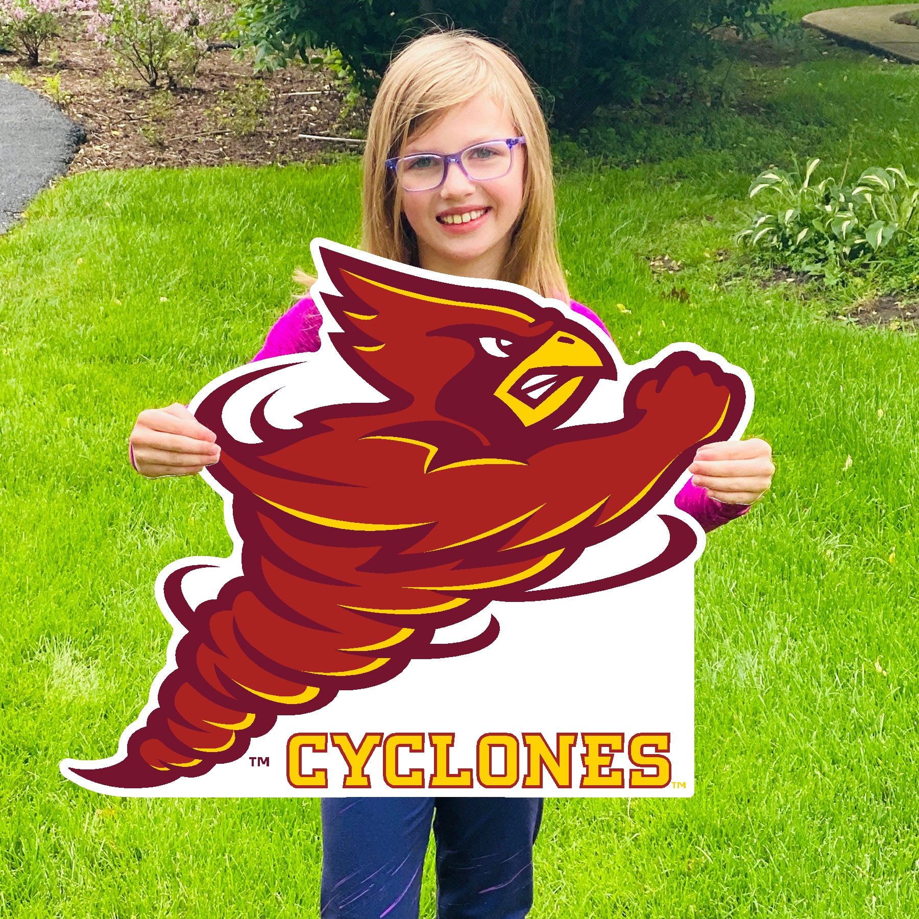 Iowa State 'Cyclones' Punching Cy Lawn Sign
