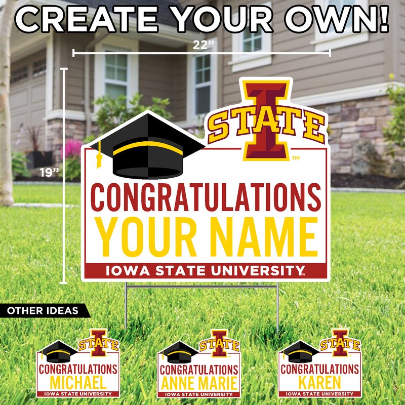Iowa State Cyclones "Congratulations ( Your Name)" Graduation Lawn Sign