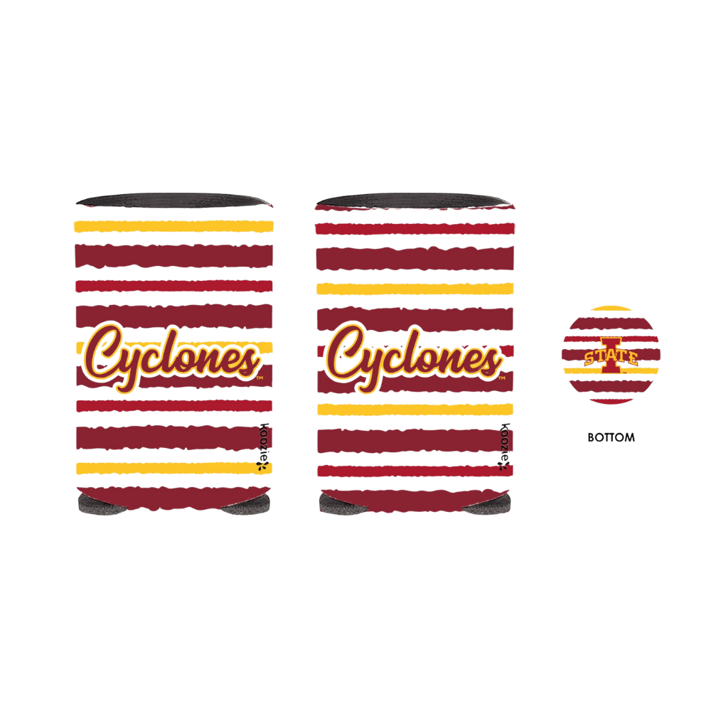 Iowa State Cyclones Striped Script Koozie