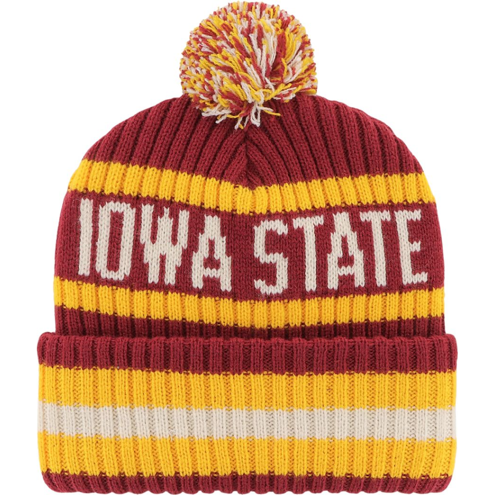 Iowa State Beanie Red/Gold Striped Pom Hat