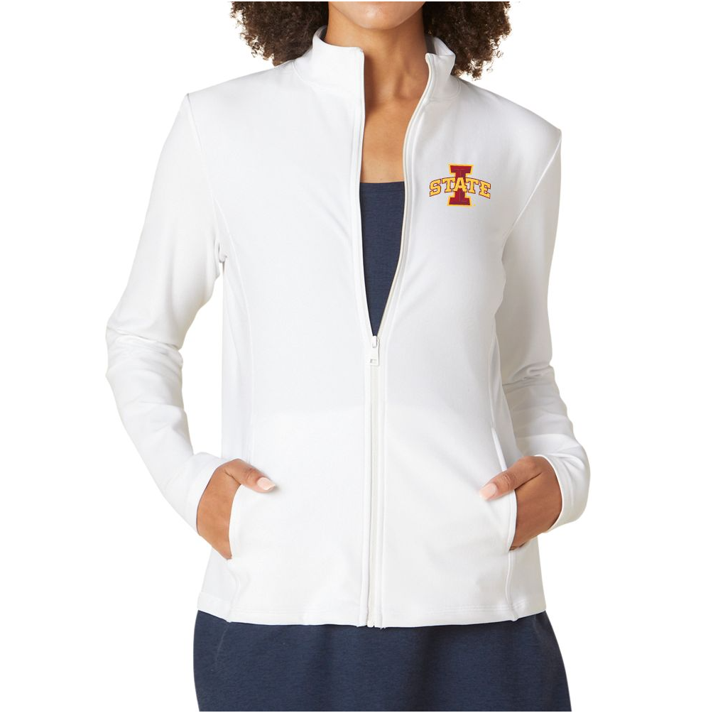 Iowa State Beyond Yoga Women's White Mock Neck Jacket