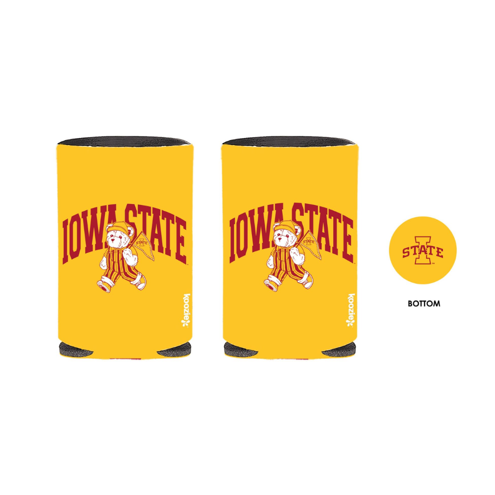 Iowa State Cyclones Gold Pennant Bear Koozie