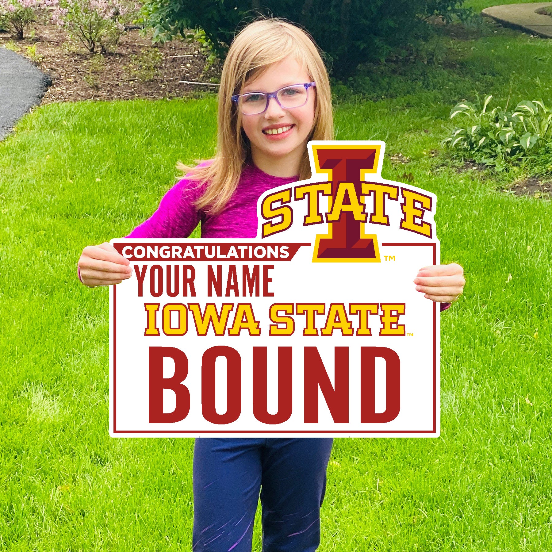 Iowa State Cyclones "Congratulations (Your Name)" Iowa State Bound Lawn Sign