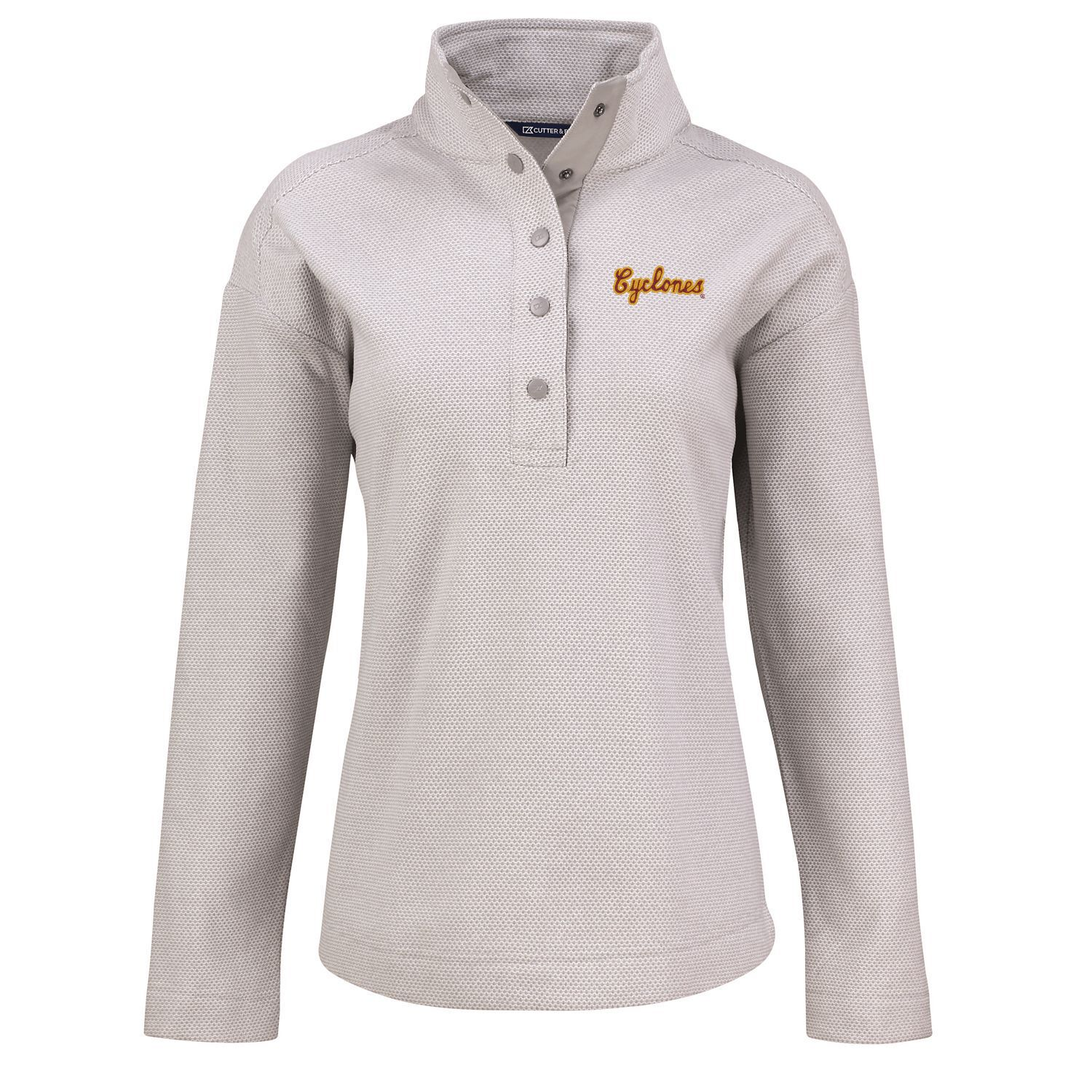 Iowa State Pullover Women's Grey Snap Top Script Cutter & Buck