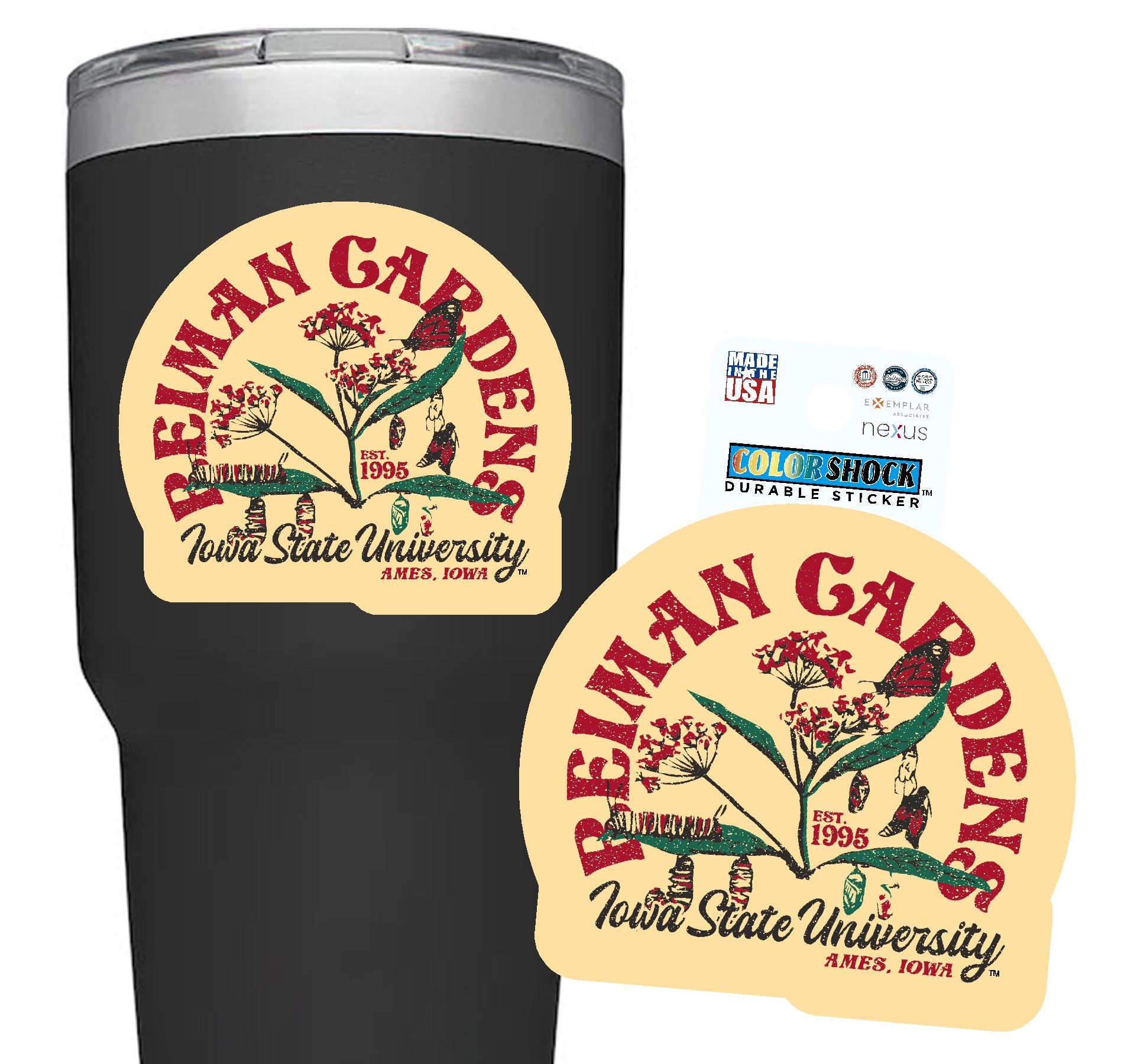 Iowa State Reiman Gardens Sticker Tan/Red