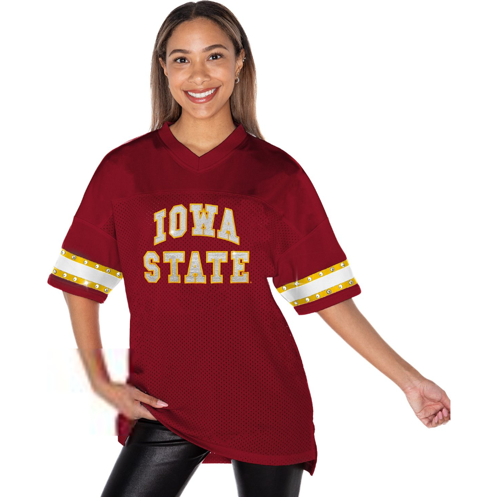 Iowa State Cyclones Women's V-Neck Rhinestone Jersey