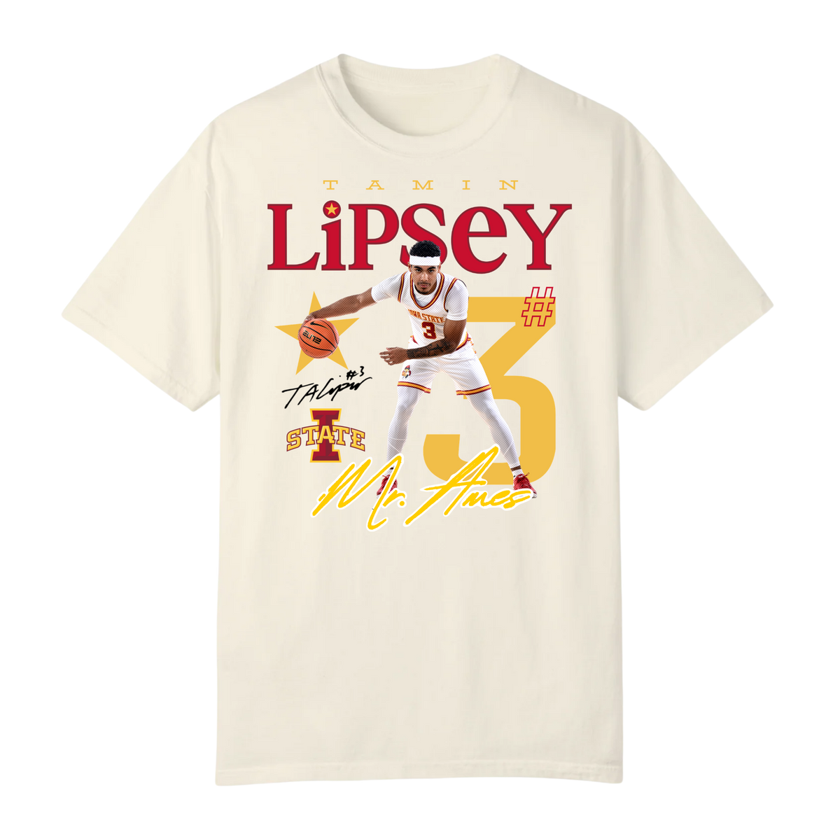 Iowa State Cyclones NIL Men's Basketball Tamin Lipsey Mr Ames Short Sleeve Tee
