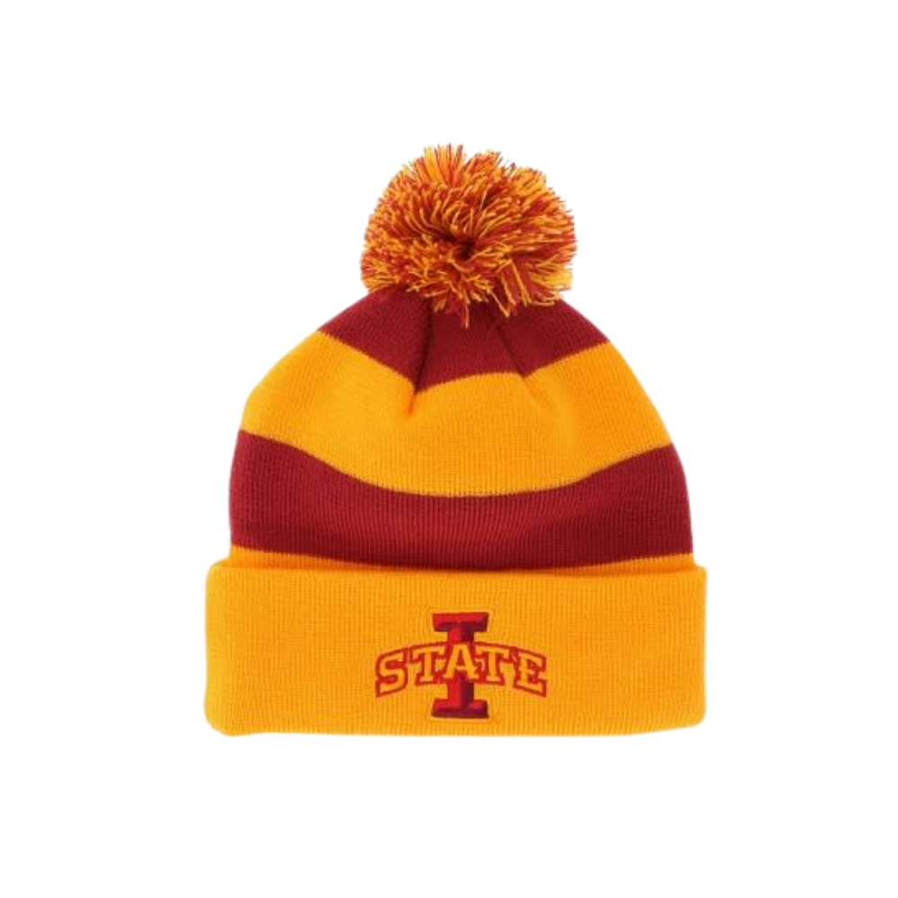Iowa State Cyclones Rugby Stripe Pom Beanie