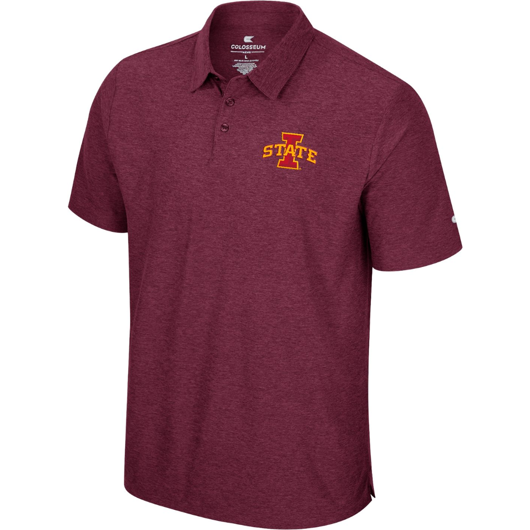Iowa State Cyclones Heather Red Logo Polo