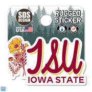 Iowa State Script Flower Sticker 2"