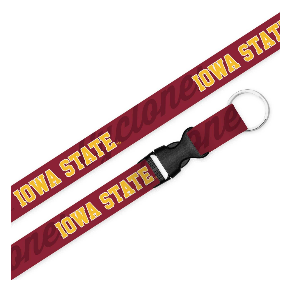 Iowa State Cardinal & Gold Script Background Lanyard