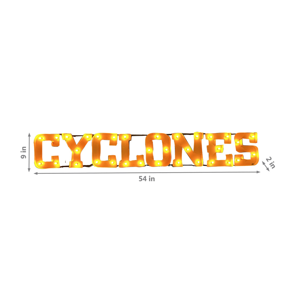 Iowa State Cyclones Lighted Recycled Metal Sign 54"x9"
