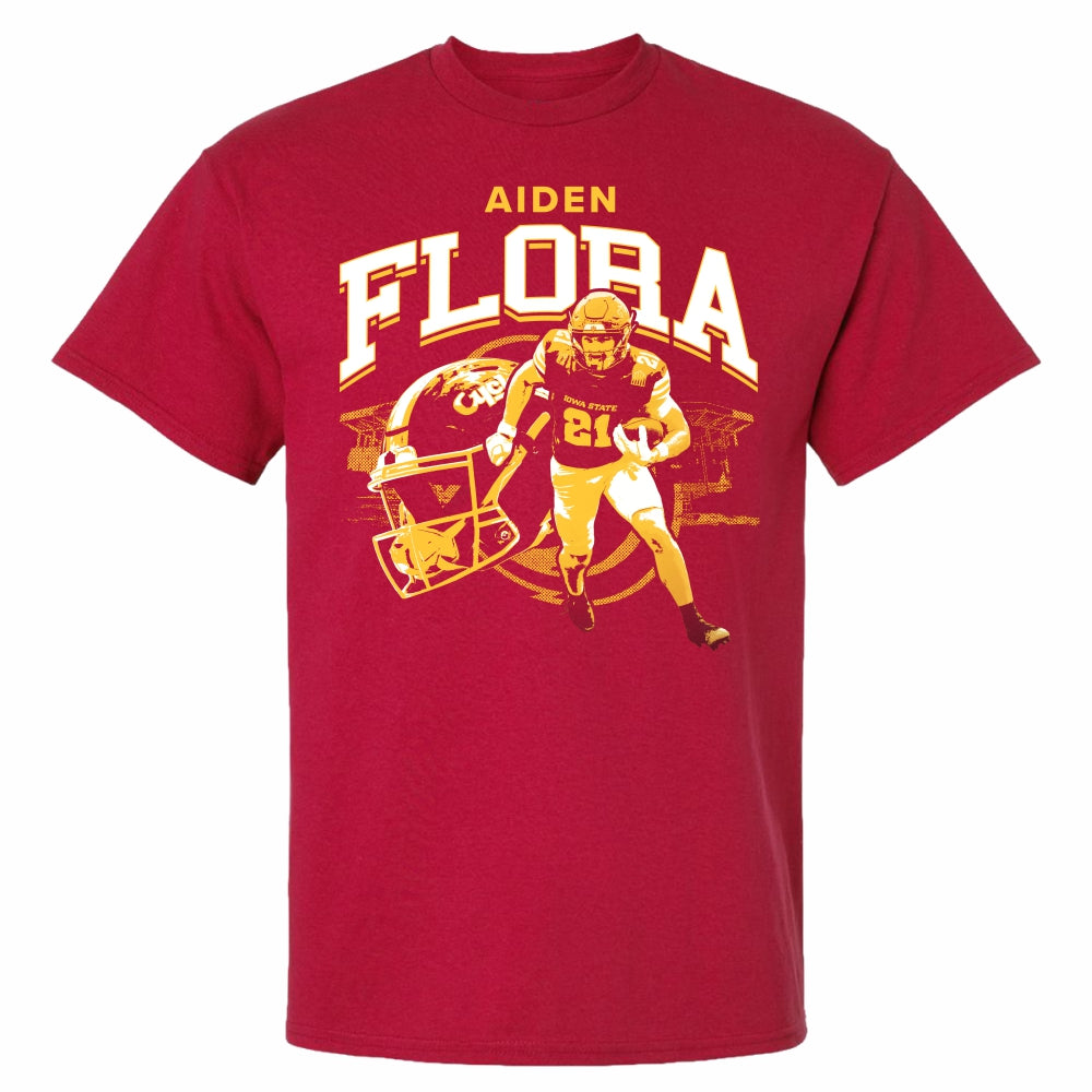 Iowa State Cyclones NIL Aiden Flora Exclusive Short Sleeve Tee Cardinal