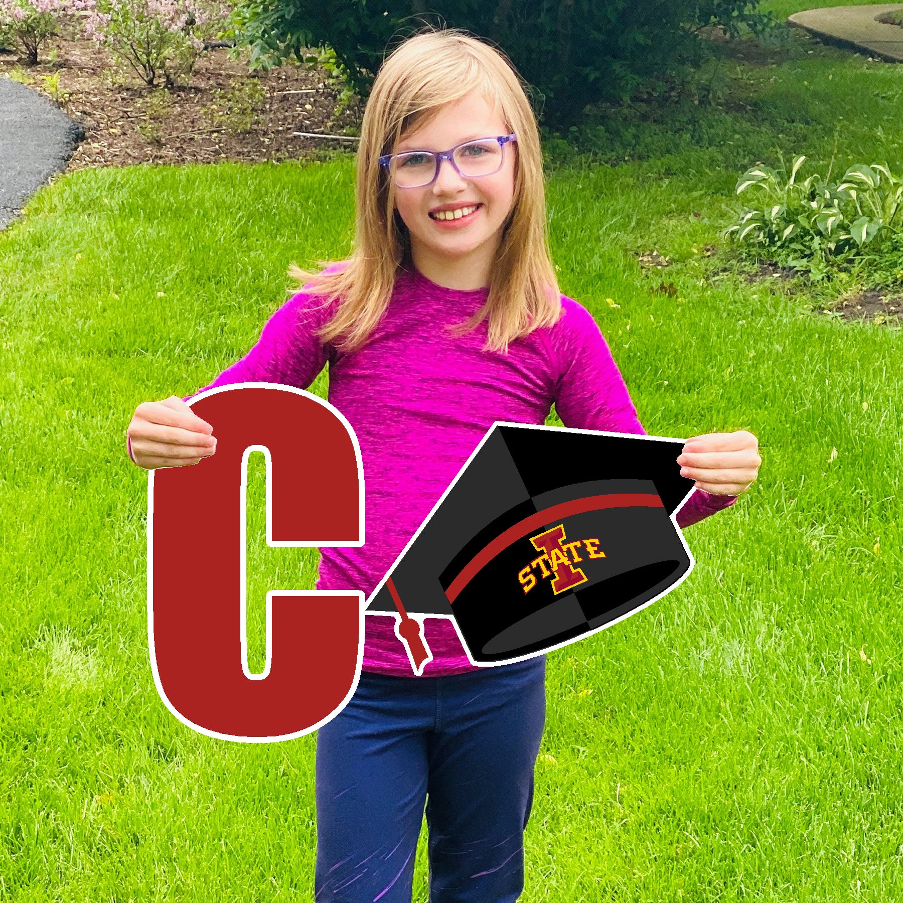 Iowa State Cyclones "Congrats!" w/Cap Large Lawn Sign