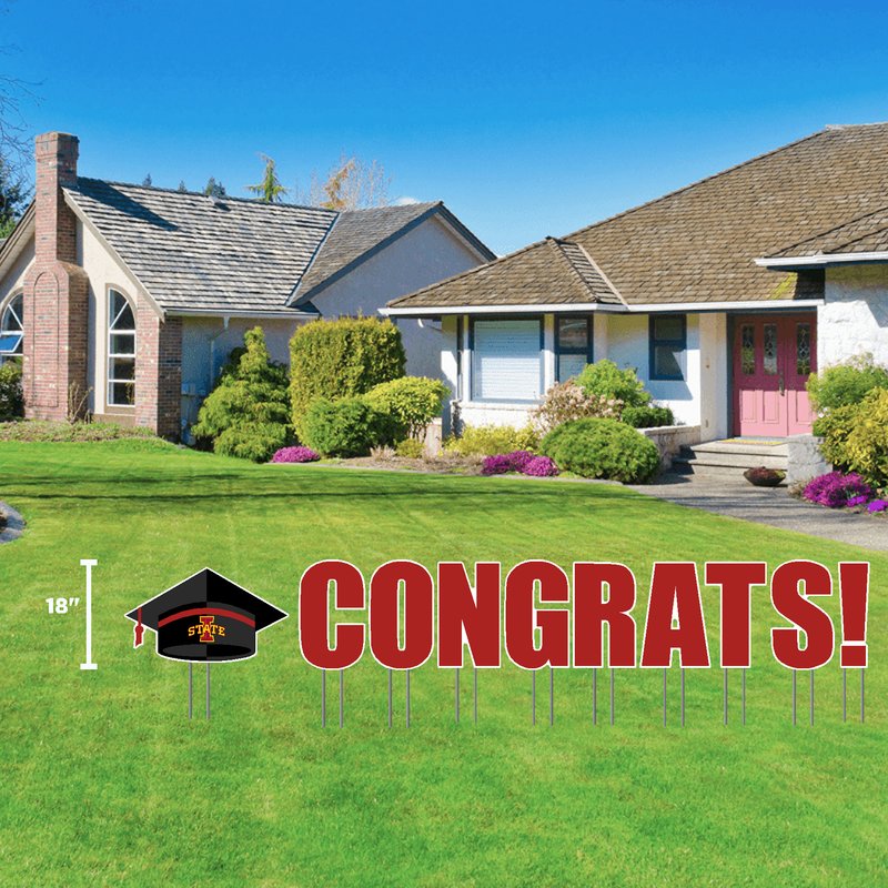 Iowa State Cyclones "Congrats!" w/Cap Large Lawn Sign