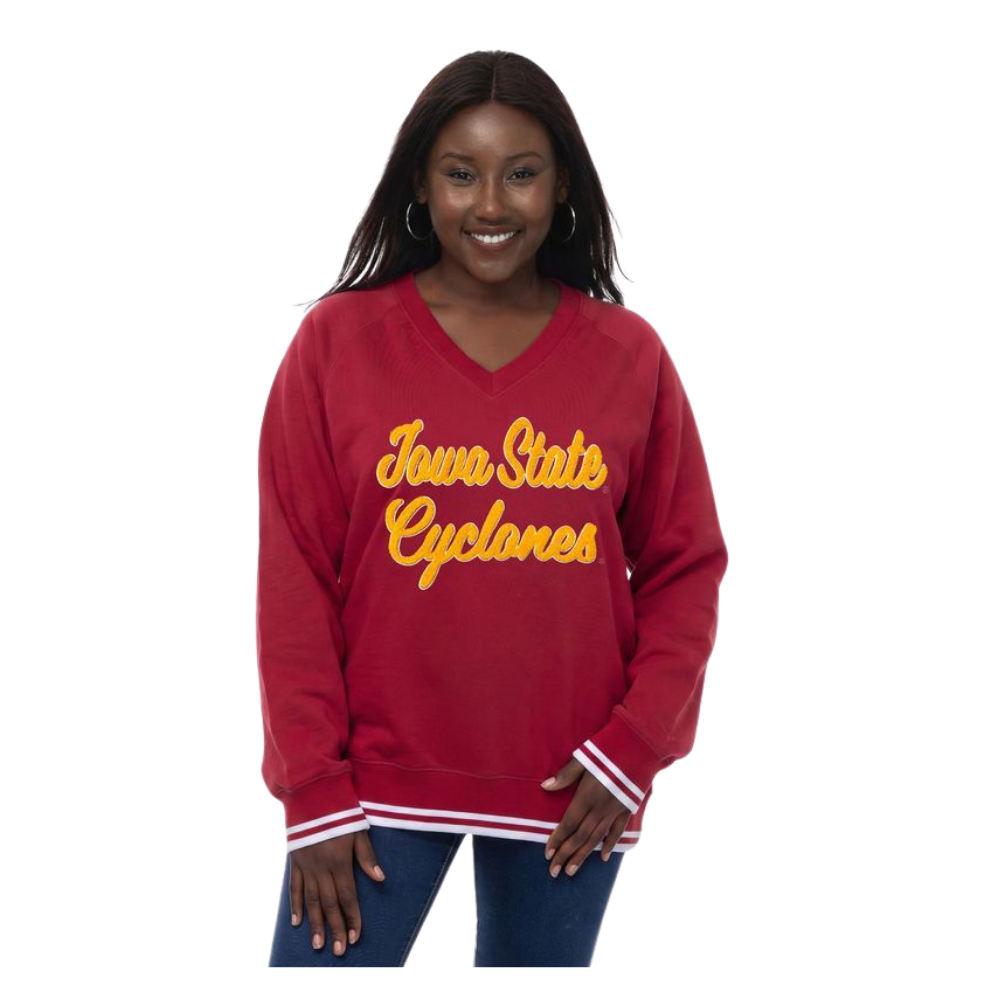 Iowa State Cyclones Women's Zoozatz Cardinal Chenille Mentor Crew