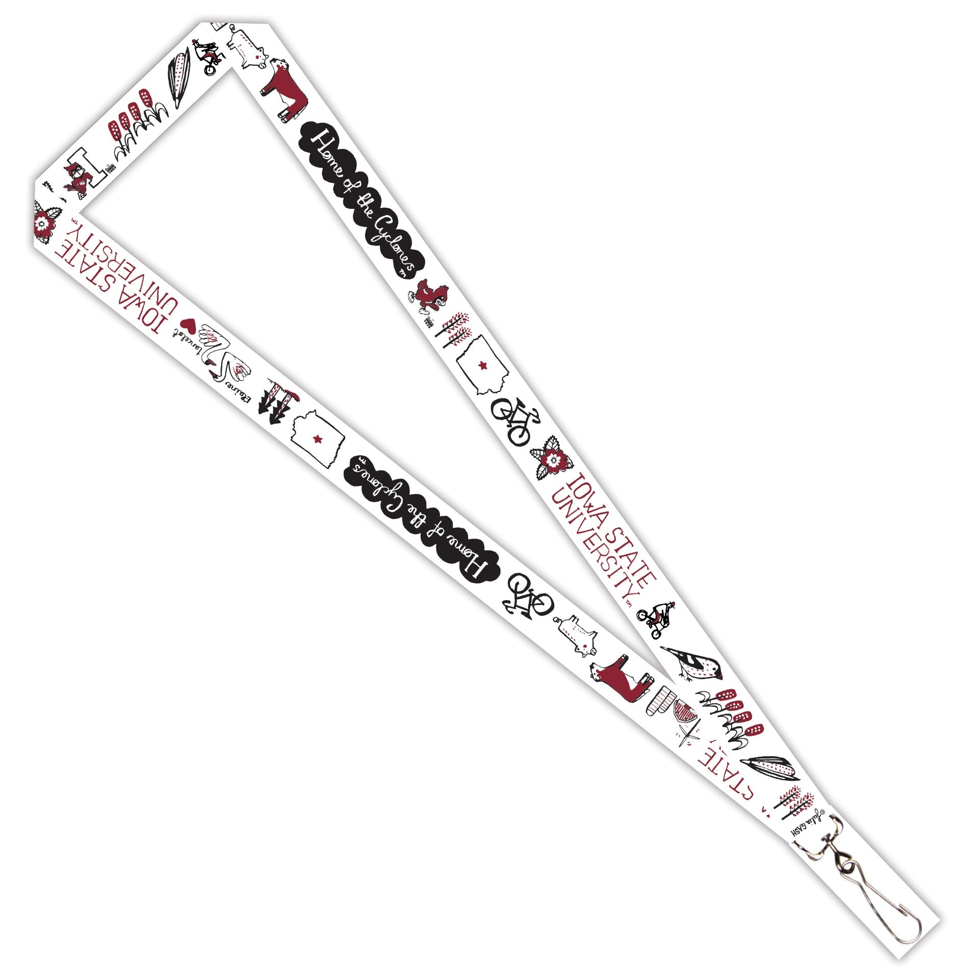 Iowa State Lanyard White Pattern 3/4"