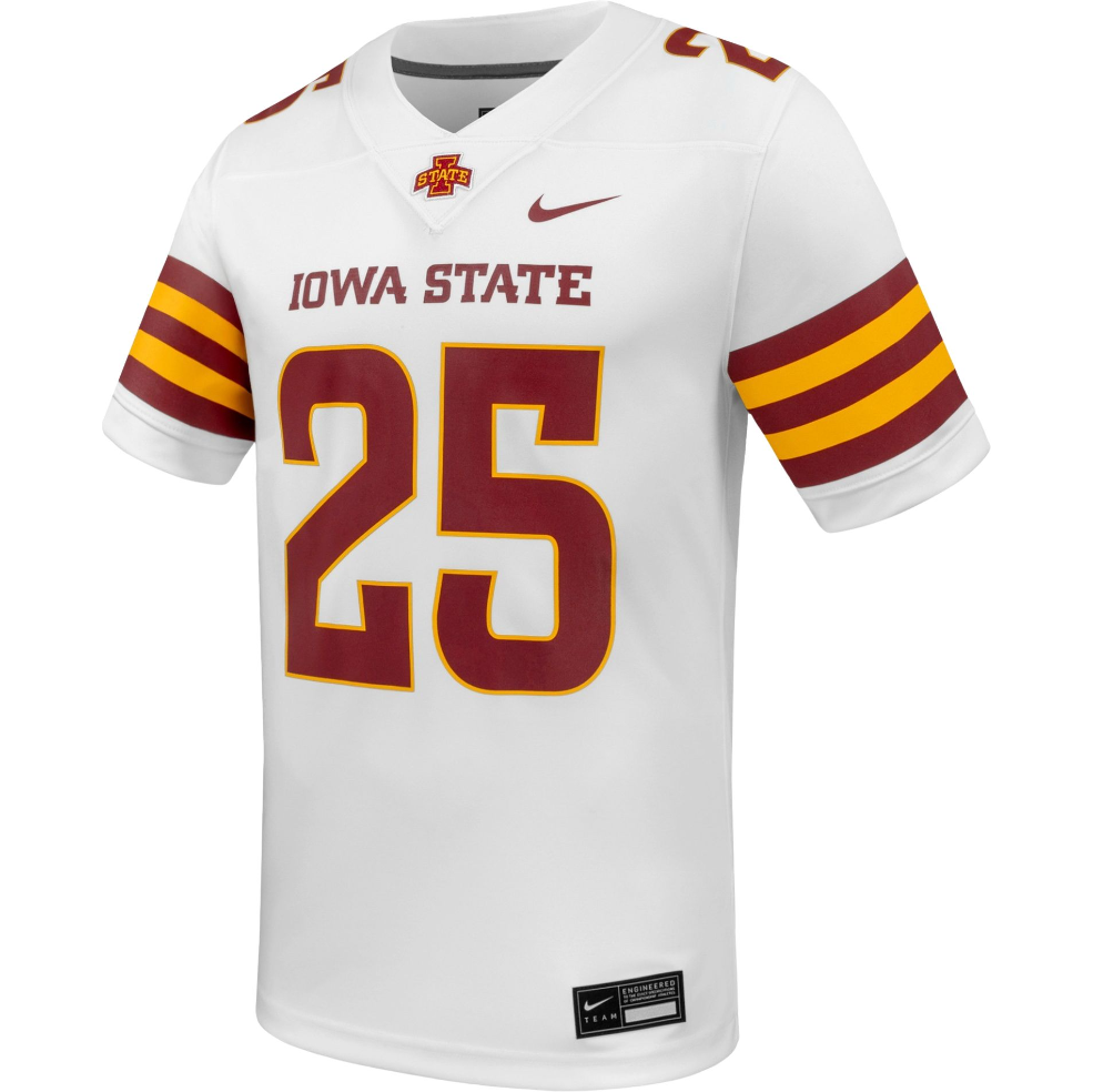 Iowa State Cyclones Adult White Nike #25 Replica Football Jersey