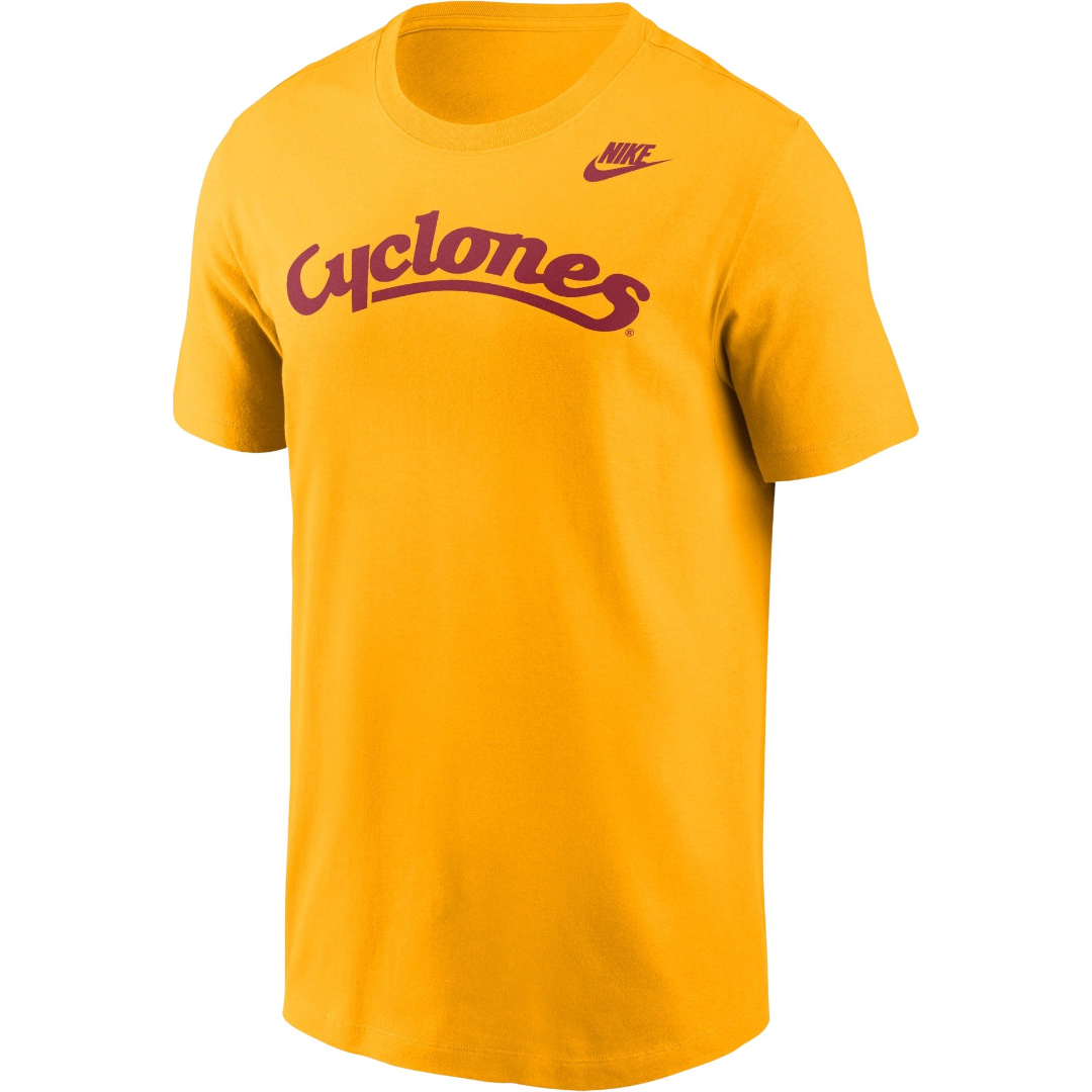 Iowa Gold Script Iowa State Cyclones Nike Gold Vintage Script Dri-Fit T-Shirt – Iowa ...