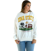 Iowa State Football Sweatshirt Women's Oversized White Crew