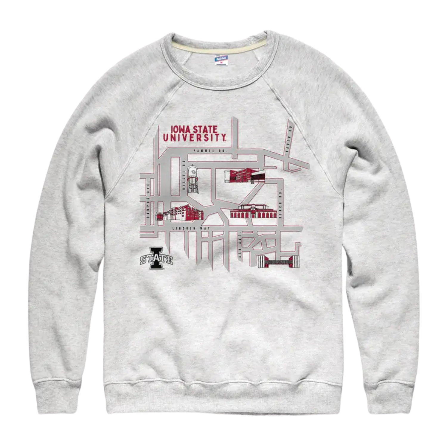 Iowa State Sweatshirt Charlie Hustle Grey Campus Map