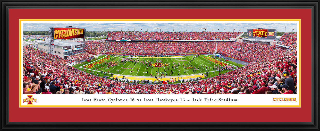 Iowa State Cyclones Football Panoramic Picture - Jack Trice Stadium Fan Cave Decor Deluxe Frame