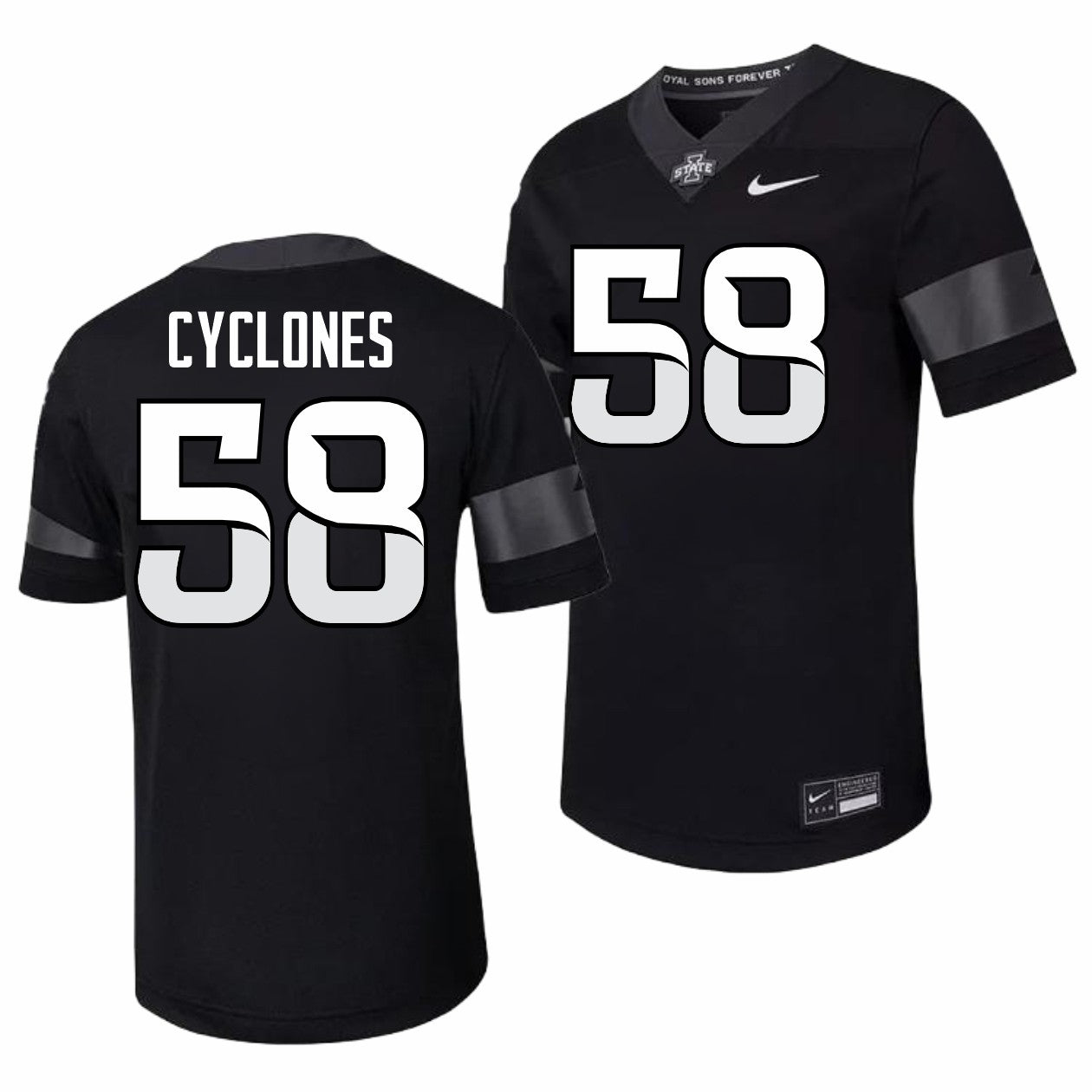 Iowa State Cyclones Nike Replica Football Jersey #58 - Black