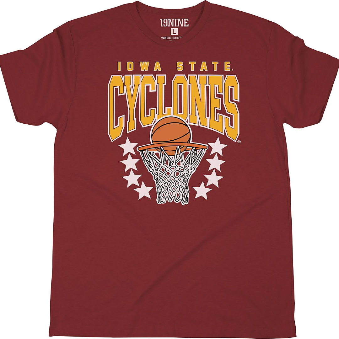 Iowa State Cyclones Basketball Slam Red Hoop Short Sleeve Tee