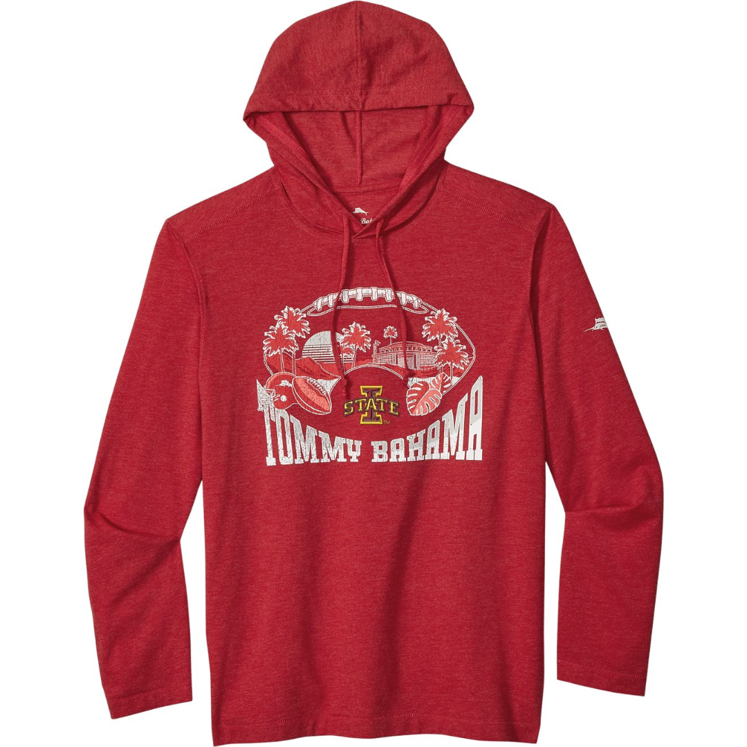 Iowa State Football Men's Red Tommy Bahama Hooded Long Sleeve Shirt