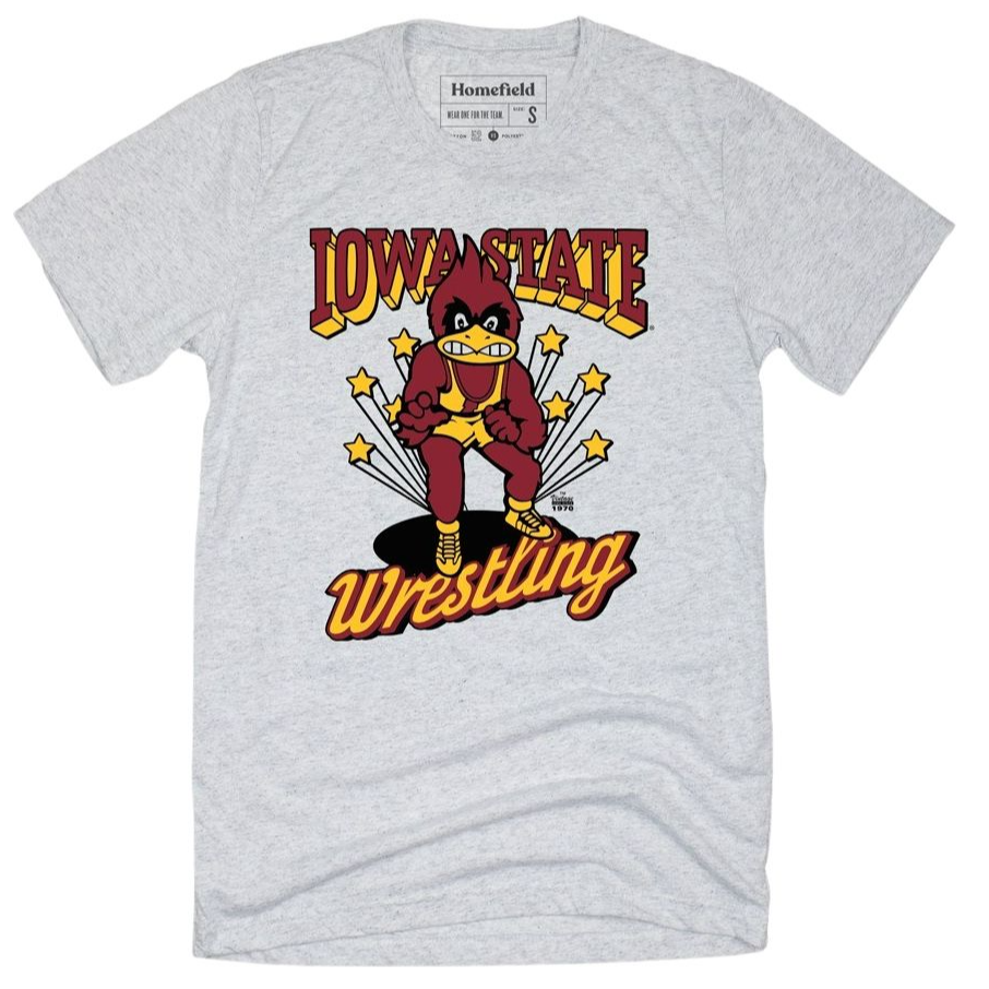 Iowa State Cyclones Vintage Wrestling Cy Grey T-Shirt