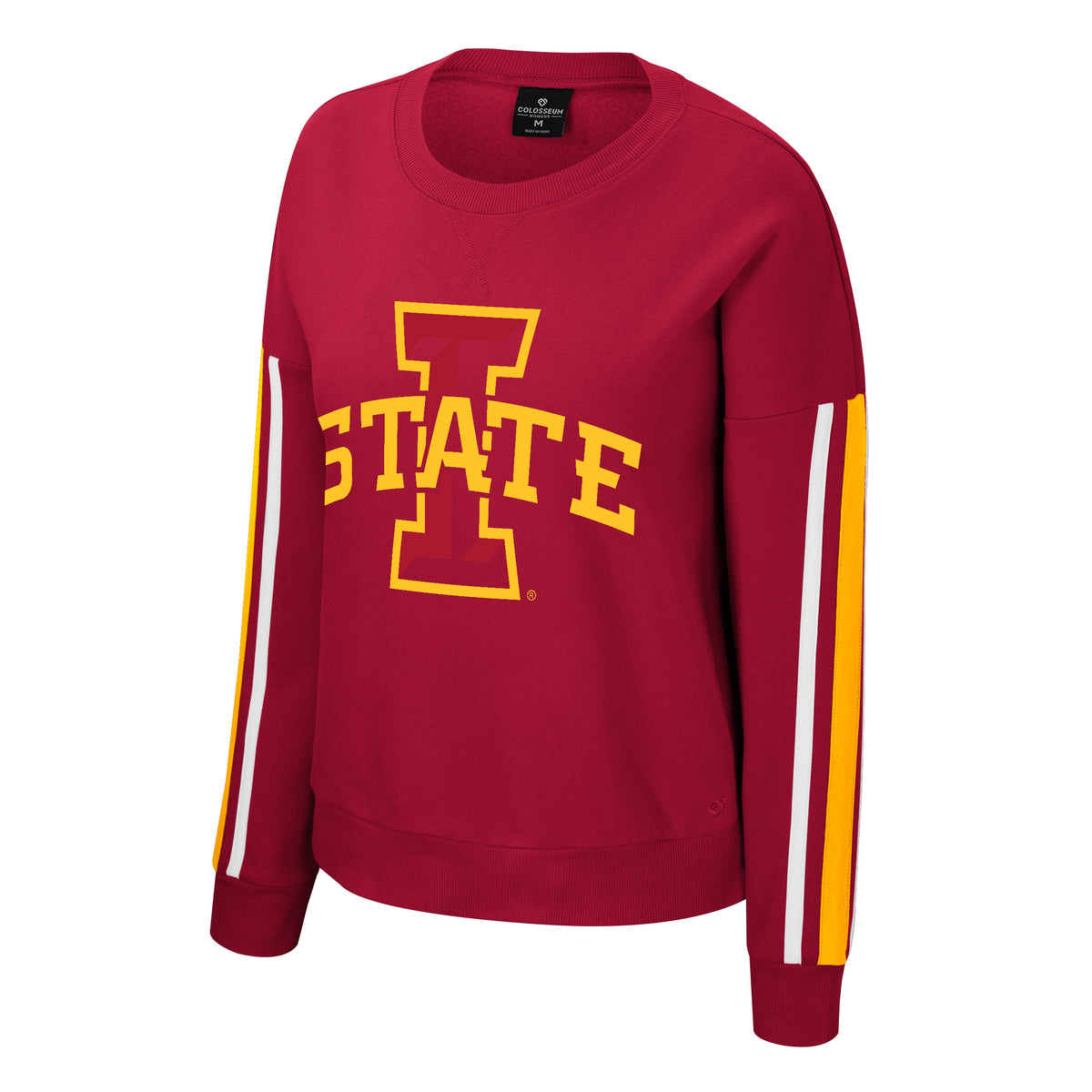 Iowa State Women's Applique Sleeve I-State Cardinal Crew