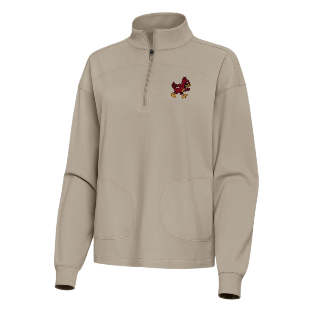 Iowa State Women's Sueded Taupe Half Zip Pullover