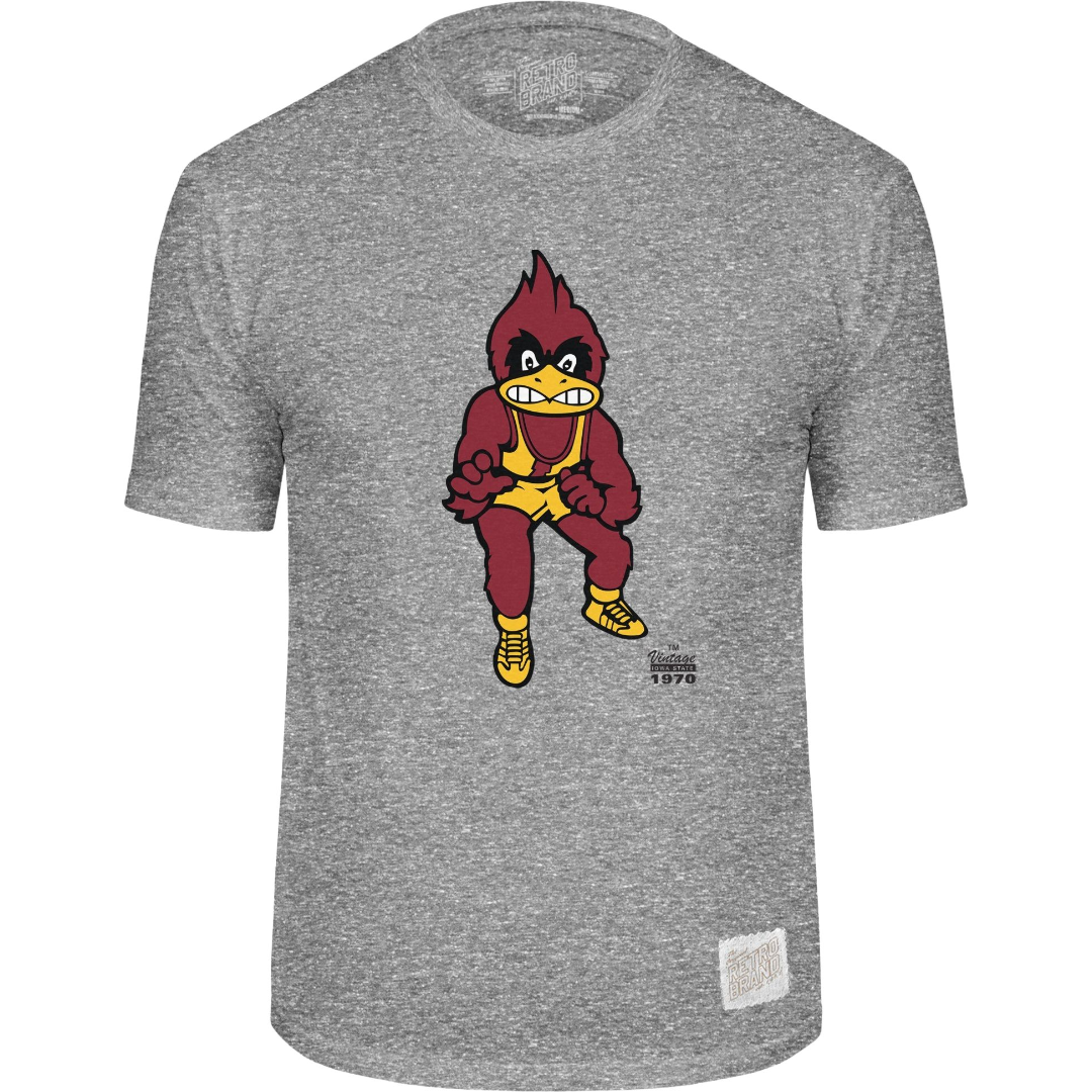 Iowa State Cyclones Men's Grey Vintage Wrestling Shirt