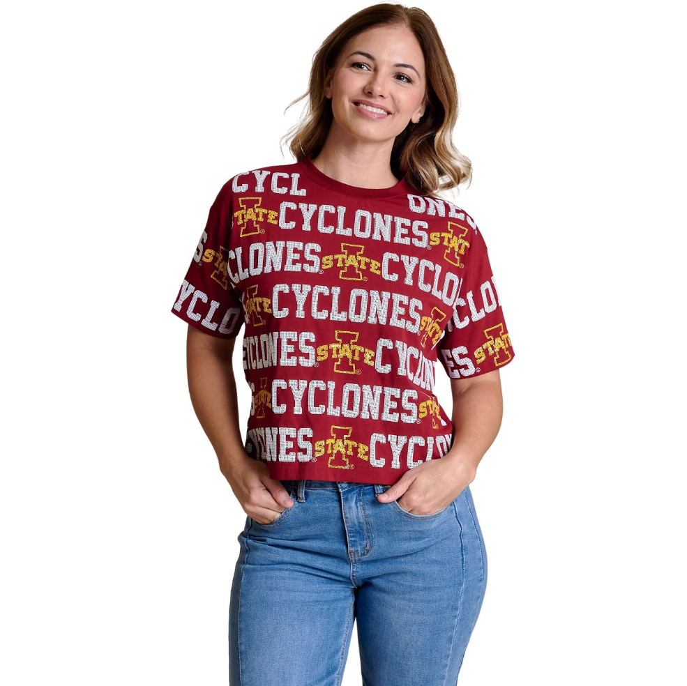 Iowa State Cyclones Women's Stewart Simmons Sequin Short Sleeve T-Shirt