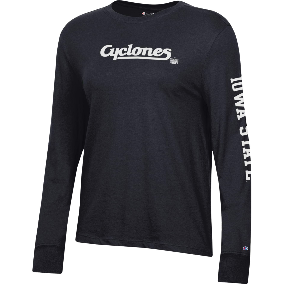 Iowa State Cyclones Women's Black Champion Vintage Script Shirt