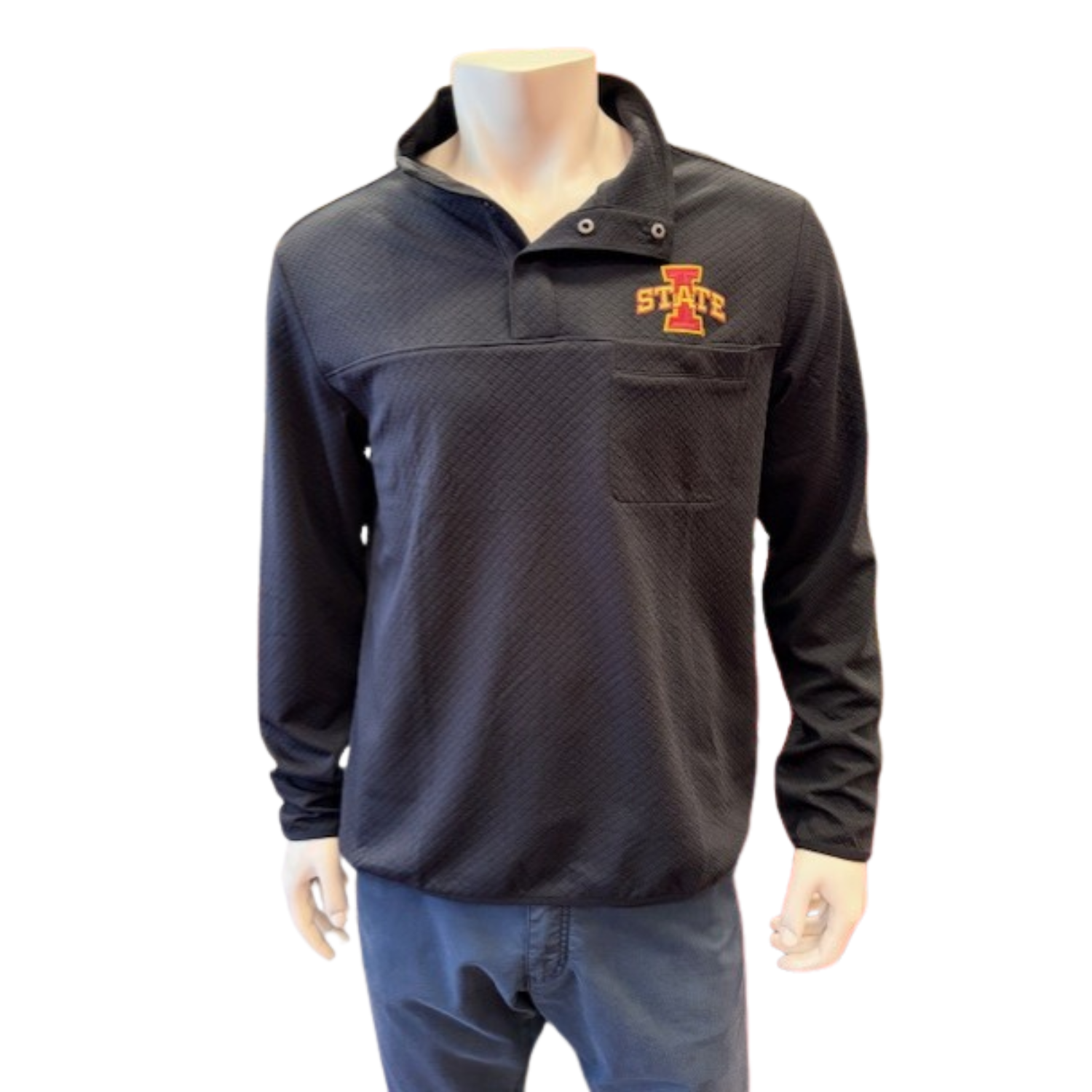 Iowa State Pullover Men's Black Textured Button-Top