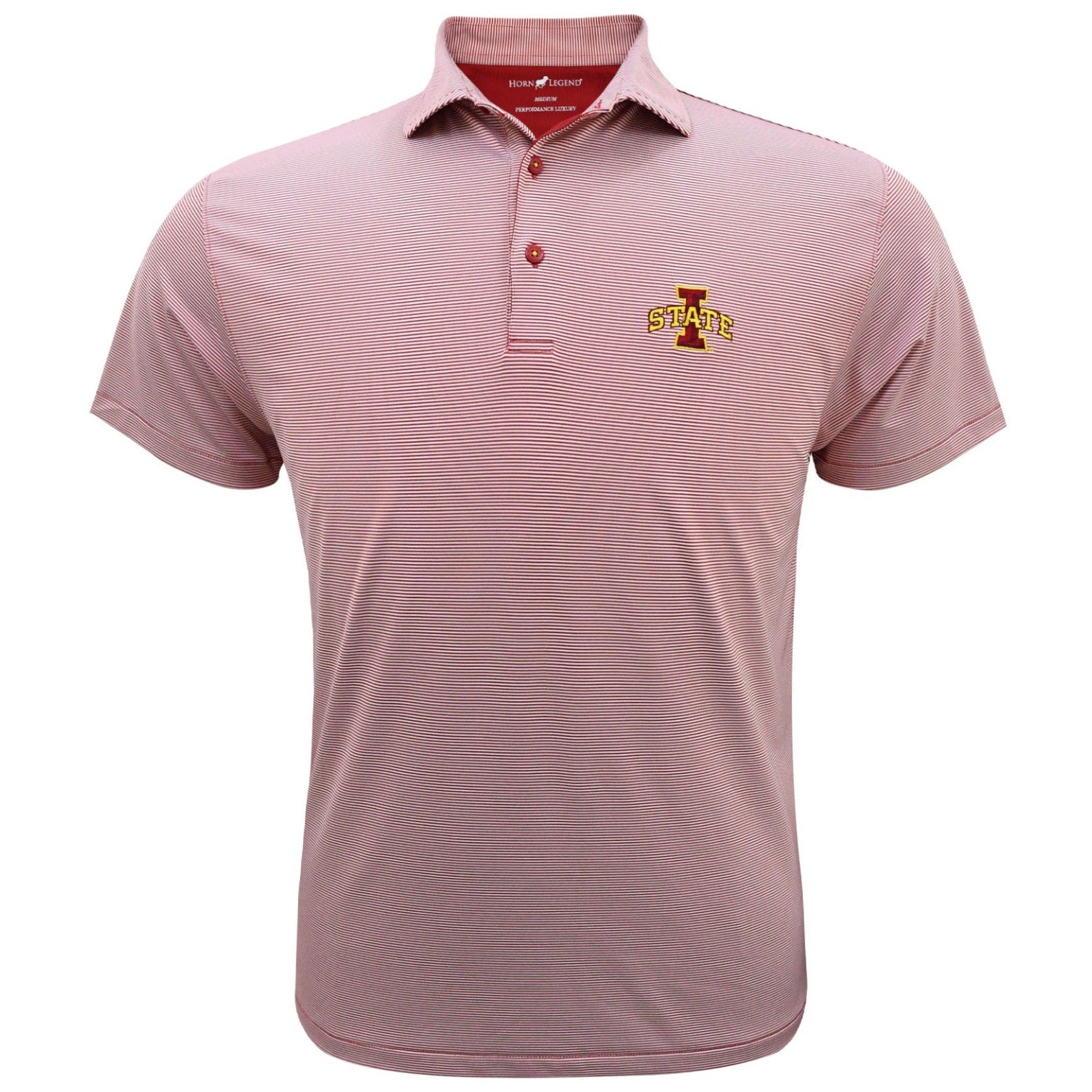 Iowa State Polo Men's Red Stripe Horn Legend