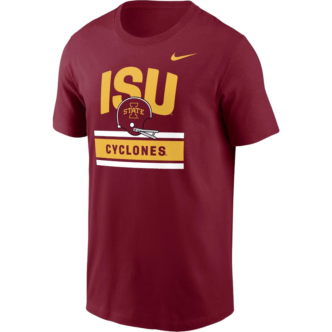 Iowa State Football Helmet Cyclones Men's Red Nike T-Shirt