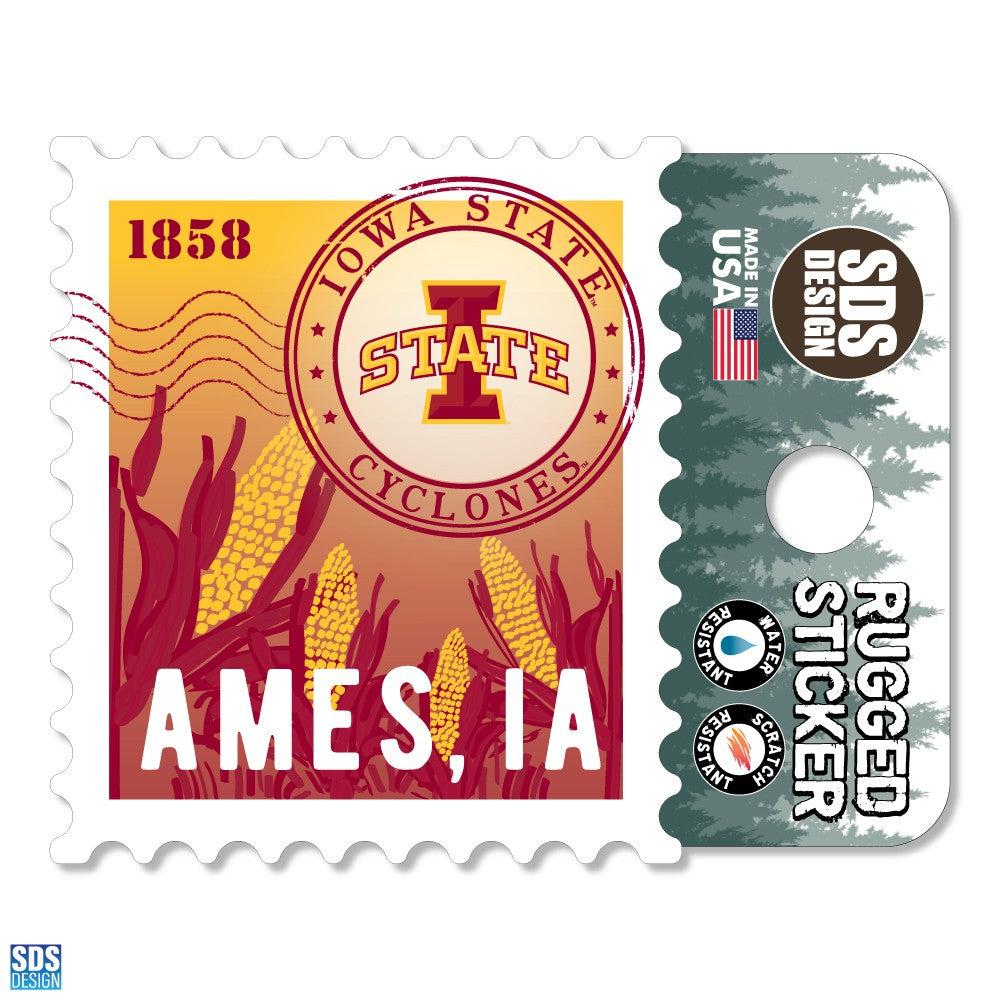Iowa State Ames Corn Postage Stamp Sticker 2"