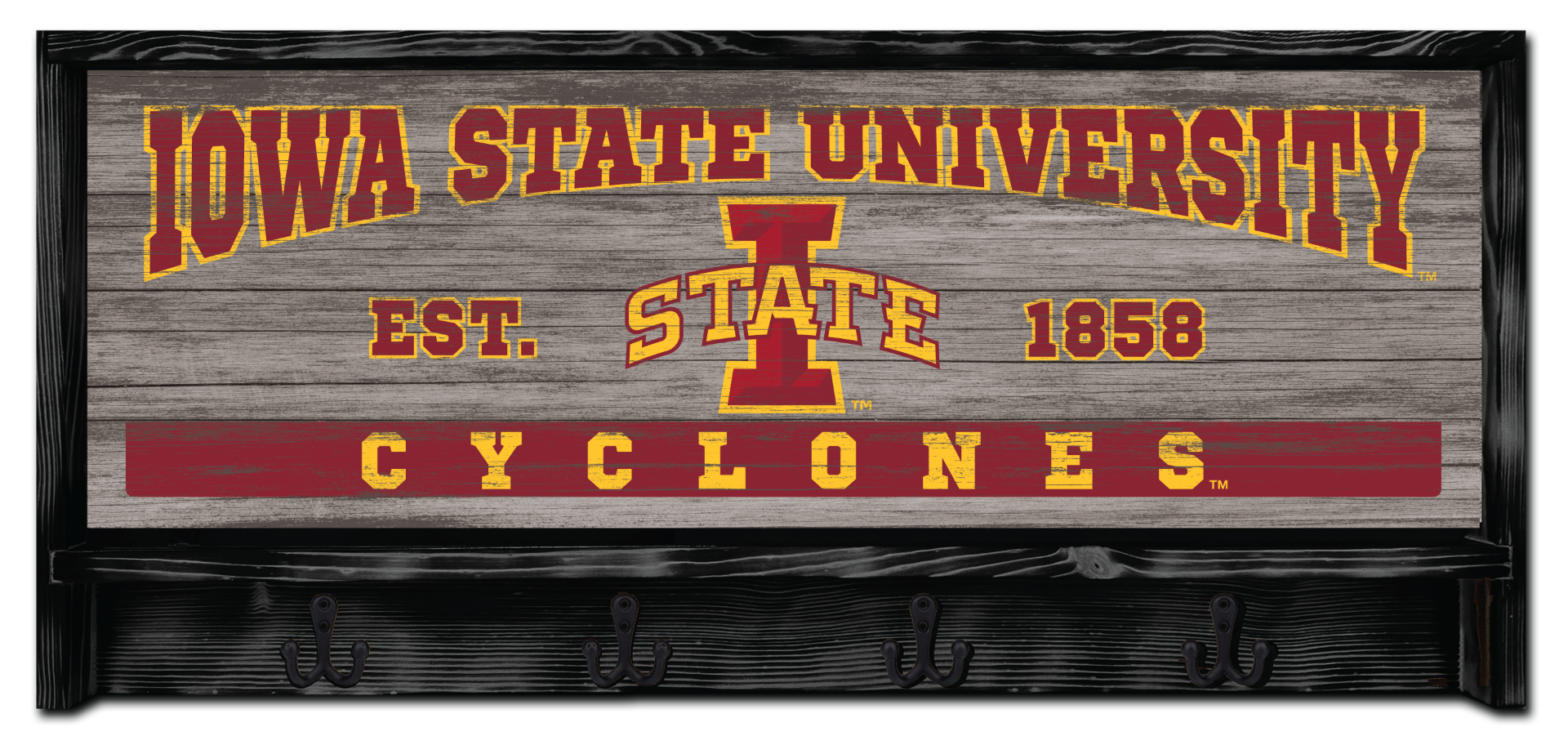 Iowa State Cyclones Wooden Coat Rack