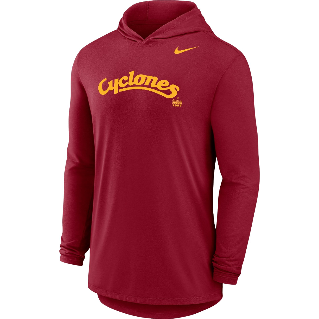 Iowa State Cyclones Nike Red Dri-Fit Vintage Script Hooded Shirt
