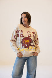Iowa State Women's Gameday Social Tan Football Crewneck
