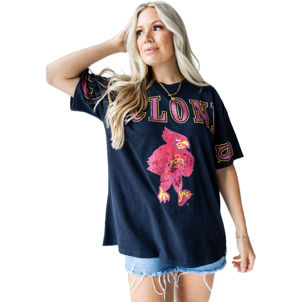 Iowa State Cyclones Women's Oversized Band Tee Large Graphic