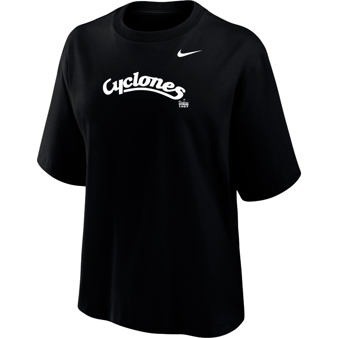 Iowa State Cyclones Women's Black Nike Vintage Script Boxy T-Shirt