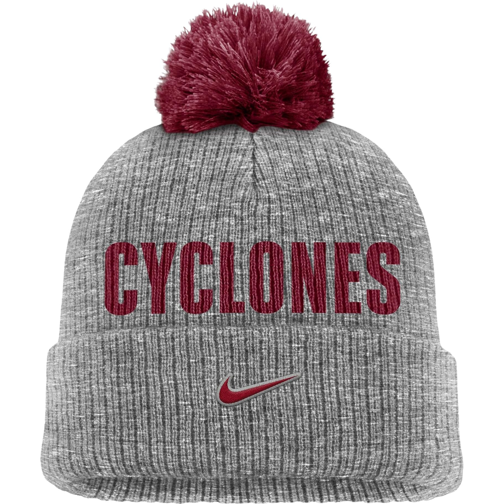 Iowa State Nike Cyclones Grey Nike Pom Beanie
