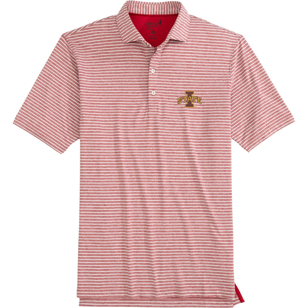 Iowa State Cyclones Men's Red/White Striped Johnnie-O Polo