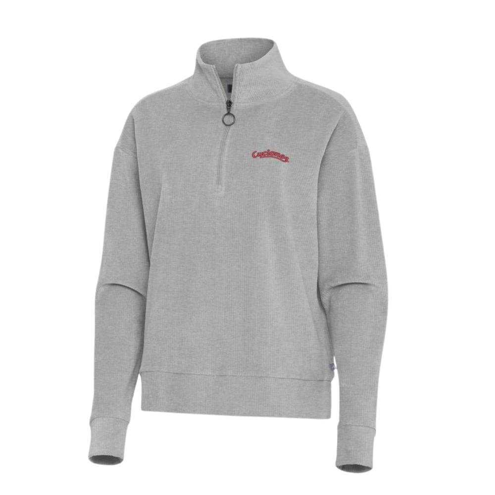 Iowa State Women's Grey Corded Script Cyclones Quarter Zip